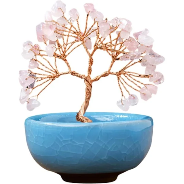 Naturligt kristallträd, Reiki positiva energikristaller Bonsai Feng Shui pengaträd, hem- och kontorsinredning
