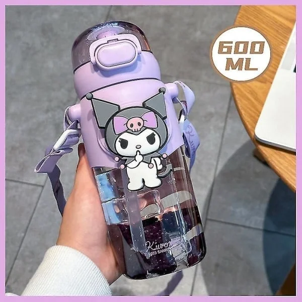 600ml Anime Pillimuki Kawaii Kuromi Cinnamoroll Melody Vesipullo Lapsille Urheilu Tee Kahvikupit Keittiötarvikkeet Tyttölahjat Kuromi Kuromi