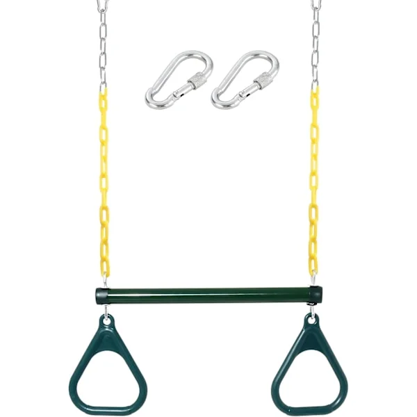 18" Trapeze Bar with Rings 48" Heavy Duty Plastic Coated Chains Swing Set Accessories Playground Swing Seat