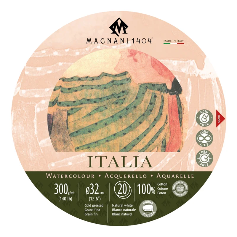 Watercolour Pad Round Italia 100% Cotton 300g 32cm 20 Sheets