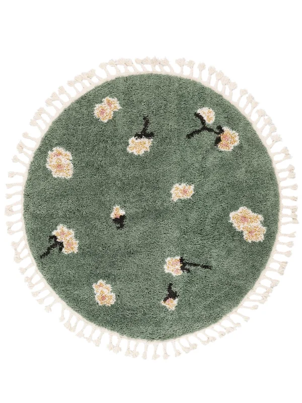 Floral Kids Rug Small Linnea - Green Ø 100