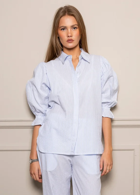 Amy Shirt Blue Seersucker Blue Seersucker / S