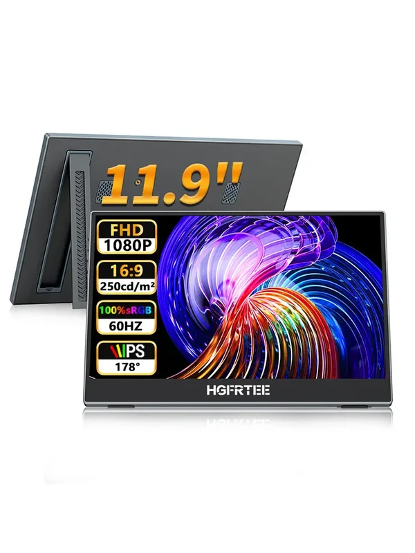 AliExpress - HGFRTEE 11,9 Zoll tragbarer Monitor 100 % sRGB 1080P mit 60 Hz USB-C und HDMI externes Display für XBox PS5 Switch Loptop Zweiter 