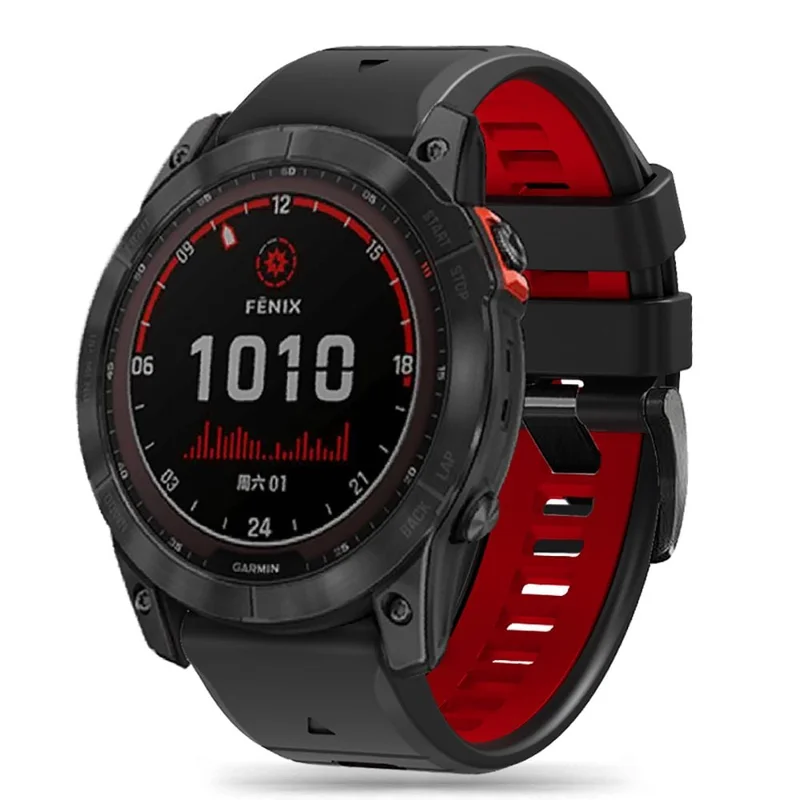 Tech-Protect IconBand Pro-rem for Garmin Fenix 3 / 5X / 3HR / 5X Plus / 6X / 6X Pro / 7X - Svart/Rød