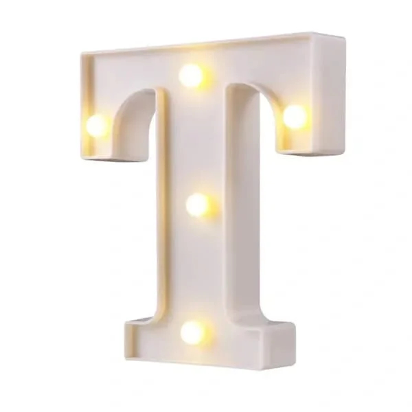 LED Letter Lamp T, Waterproof Plastic Alphabet Night Light for Party Bar Cafe Wall Decor, Warm White, 22 cm