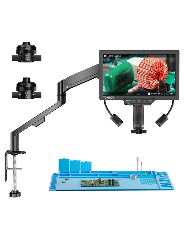 AliExpress - TOMLOV 7-Zoll IPS Digital-Mikroskop 2000X HDMI Mikroskop-Kamera mit Doppel-3D-Linse Elektronisches Löt-Mikroskop für PCB-Reparaturen