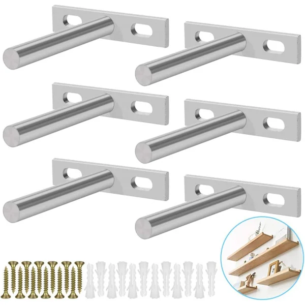 6 Pcs Floating Shelf Bracket 75 mm (3 inch) Invisible Bracket Wall Shelf Heavy Duty Hidden Shelf Bracket Invisible Bracket for Wall Shelf Wall Mounted
