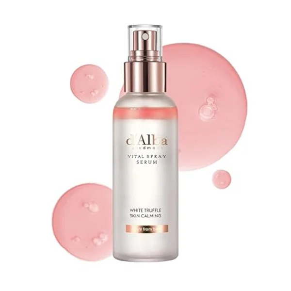 d'Alba Piedmont White Truffle Vital Spray Serum, Vegansk Beroligende Fuktighetsgivende Ansiktsmist for Sensitiv Hud, Koreansk Hudpleie, 3.3 Fl Oz rosa
