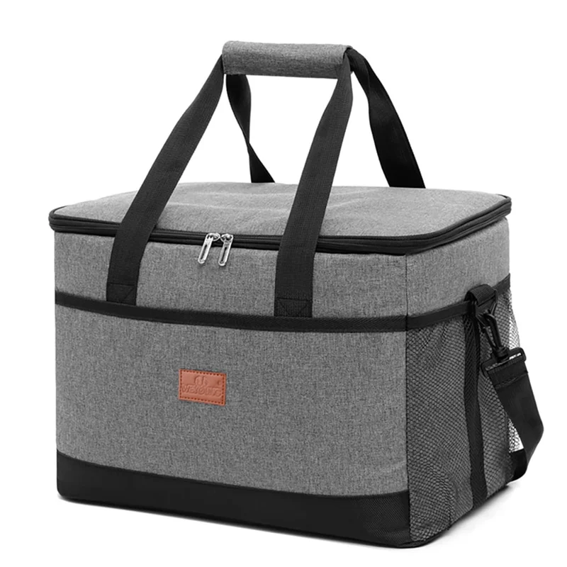 Kjølebag 35L med skulderstropp / stor isolert kjølebag / kjølebag 42 cm / stor lunsjpose / vanntett lunsjpose - Grå