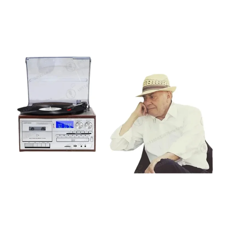 AliExpress - Vinyl-Player, Bluetooth-Plattenspieler, CD-Kassette, USB, SD-Wiedergabe, FM/AM-Radio, integrierte Lautsprecher, Fernbedienung, Retro-