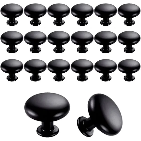 20 st dörrknoppar lådknoppar 30 mm vintage handtag skåp skåpknoppar för köksskåp (svart) (FMY)