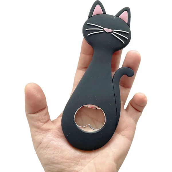 (Svart) 1 stk. Kreativ bærbar katteformet magnetisk flaskeåpner, vin øl drikkeåpner bar gadget glass øl kjøkkenutstyr barutstyr for jente