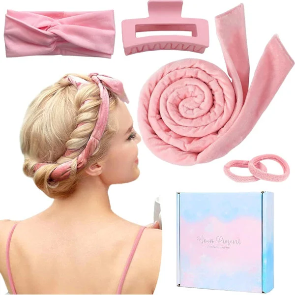 Heatless Hair Curler Headband For Overnight, Heatless Soft Hair Curler Set, Heat-Free Wavy Hair Curlers With Clip Styling Tool