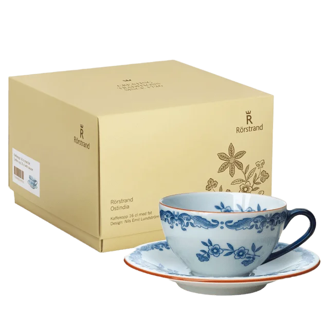 Rörstrand Ostindia Kaffekopp 16Cl & Fat Set Kök matlagning Blå 16 CL