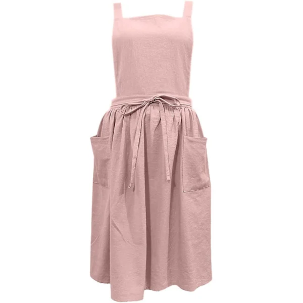 Dame Jenter Vintage Forkle Hagearbeid Arbeid Kryssrygg Forklekjole