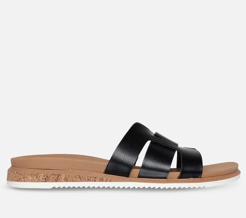 Skechers BOBS Desert Kiss Low-Peak Look Sandaler, str. 38 - Dame, Sort - Vegansk og blød Plush Foam