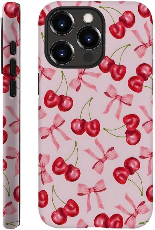 iPhone 13 Pro Max, Rosa kirsebærbånd med sløyfe, Telefondeksel med fallsikring, Mykt støtsikkert deksel for jente, kvinne, gutt, mann, Cas
