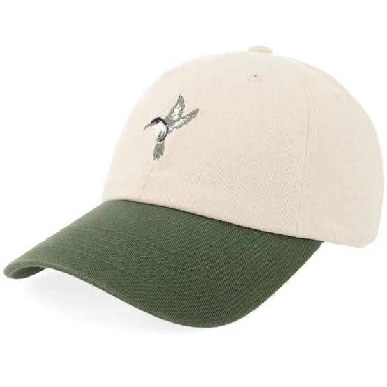 Iconic - Beige unconstructed Caps - Green Bird Stone Washed Stone/Dark Green Dad Cap @ Hatstore