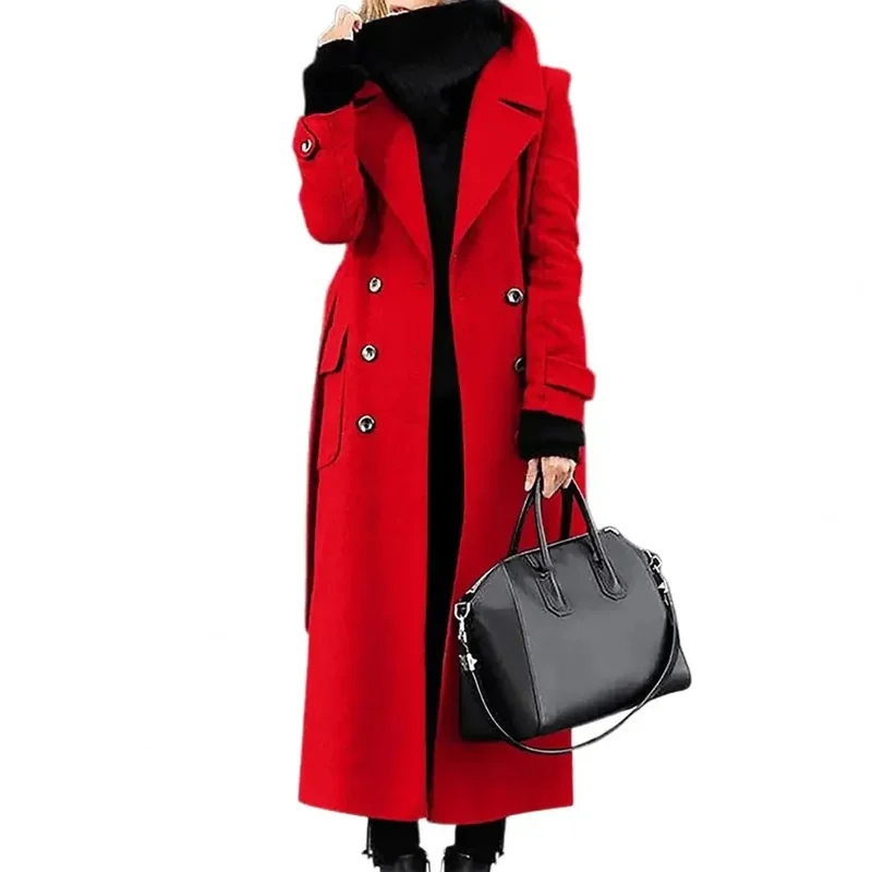 AliExpress - Damen-Wollmantel, zweireihig, Strickjacke, mittellang, lange Ärmel, schmaler OL-formeller Mantel