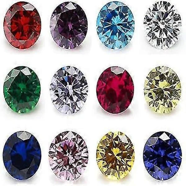 12 stk. 4 mm Fødselssten 1 stk. Per Farve Runde Løse Cubic Zirconia Sten Syntetisk Rubin 5# Syntetisk Spinel 113# (4 mm)