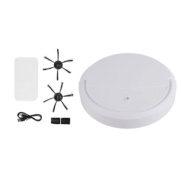 3 i 1 Smart Sopmaskin Automatisk Liten Timer Dammsugare USB-laddning Hemanvändning Vit