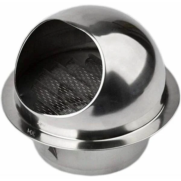 Rund Ventilator med Rostfritt Stål Galler, Rund Galler Ventilationskåpa, Väggmonterad Avgasutlopp, 100mm Luftventiler