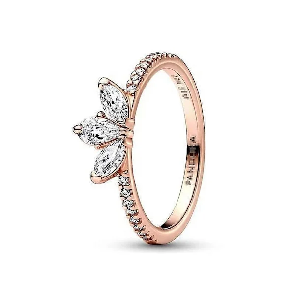 925 Sterling Silver Rose Gold Tone Butterfly Ring with Stone Detail Elegant Ring for Daily Wear EU56 18