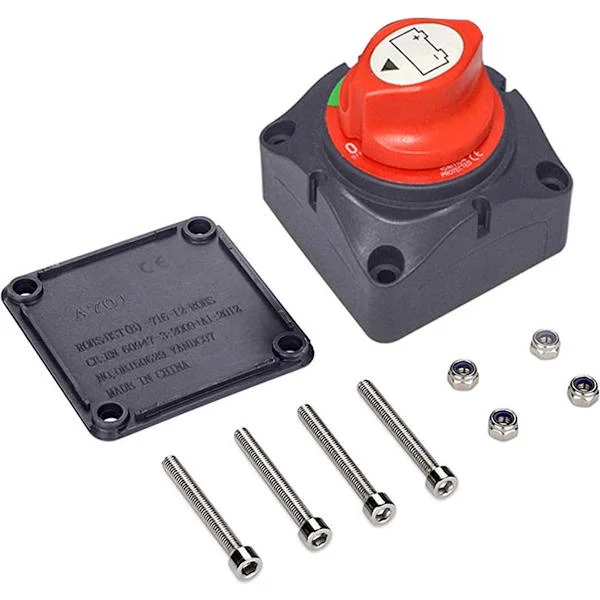 Batterikretsbryter Hovedstrømbryter 12V 24V 48V for båter bobiler ATV-er Bilbatteribrytere med robust vanntett avstengningsenhet rød