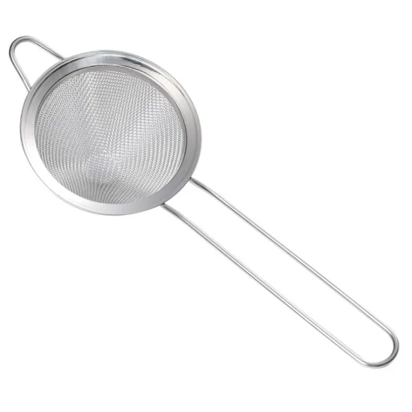 Finmasket sil i rustfritt stål, filter for kjøkken, rustbestandig konisk sil med langt håndtak, enkel rengjøring, allsidig bruk, tåler oppvaskmaskin