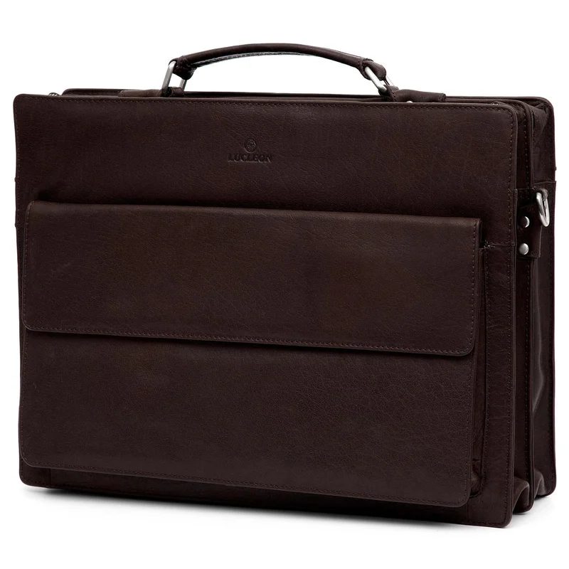 Montreal Brown Compact Leather Briefcase for Men - Leather bags