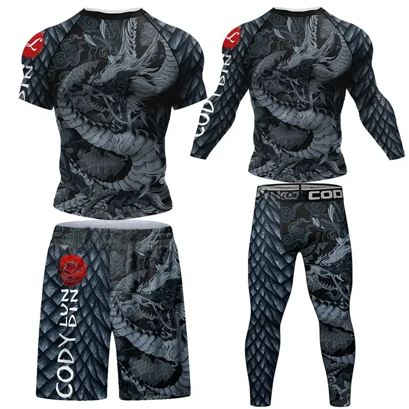 AliExpress - Mma Shorts Jiu Jitsu T-shirt pantalon ensembles Rashguard Bjj corps complet hommes femmes Compression maillots de boxe éruption garde 