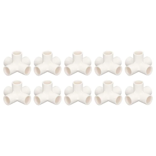 10 st 5-vägs rörkoppling 25 mm PVC-böj rörfäste för möbler växthus tält vit