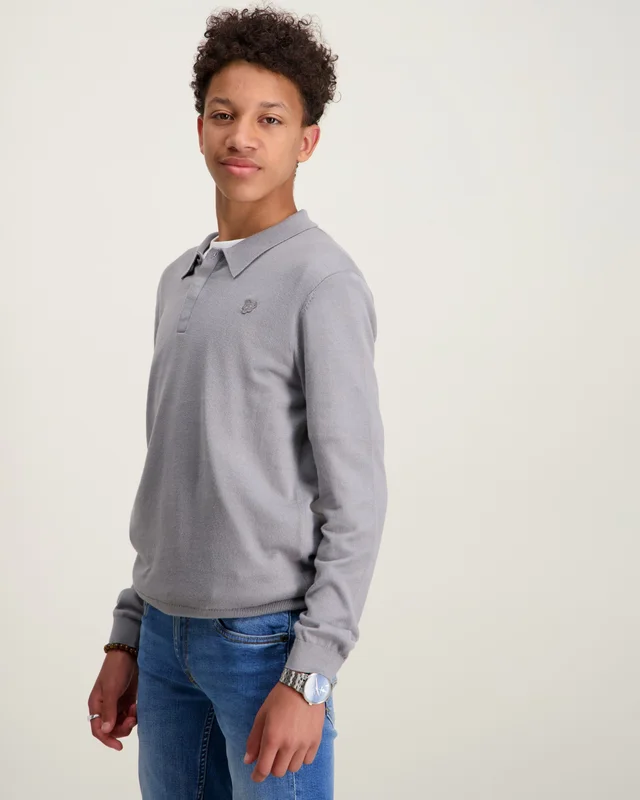 Lyle & Scott LS Knitted Polo Shirt Grå Genser Gutt - Kids Brand Store