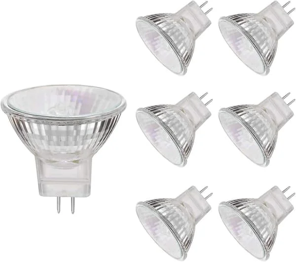 MR11 Halogen Lyspærer, 20W 12V MR11 GU4 Halogen Spotpærer Lampe, Varmt Hvidt, Pakke med 6