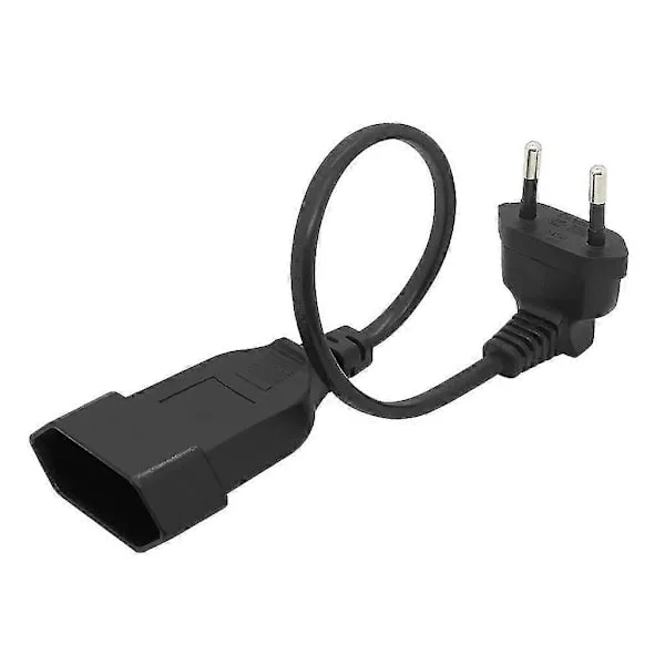 【DT】30cm EU Strømkabel Adapter 90 Grader Europeisk Rund 2-Pin Hann Til Hunn Kabel