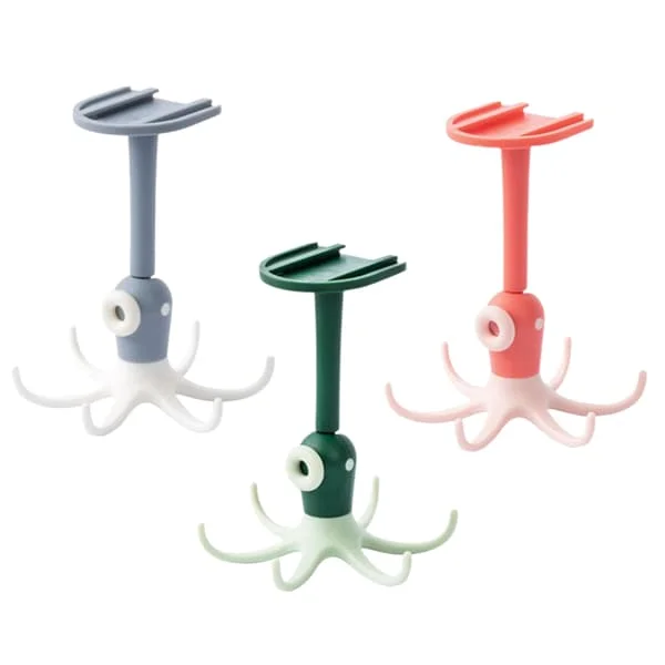 Kitchen 360° Rotating Hooks, Punch-Free Six-Hook Storage Rack for Kitchen Accessories, Cabinets, Bathroom Organizer