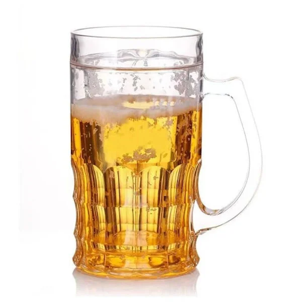 Fejk Ølglas, 400 ml Dobbeltlags Sjovt Ølkrus, Fejk Dobbelt Fejk Ølkrus med Mellemlag, Sjovt Ølkrus med Håndtag, Lækagesikker I