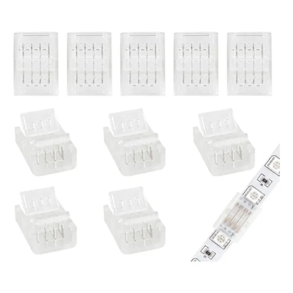 10-pak 10 mm 4-bens LED-stripstik til 10 mm 5050 3528 RGB LED-strips, skruetrækker inkluderet (forbinder LED-strips og strips)