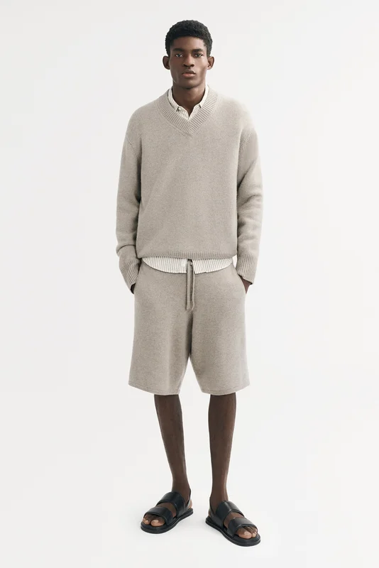 Soft Goat - Men's Shorts - Men cashmere sweater - XL - Greige