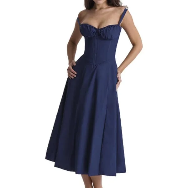 Mode Print Bustier Sundress Dragsko Lace Ärmlös klänning för kvinnor