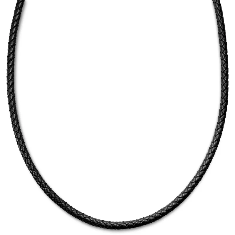 Tenvis | 5 mm Black Leather Necklace for Men - Leather necklaces