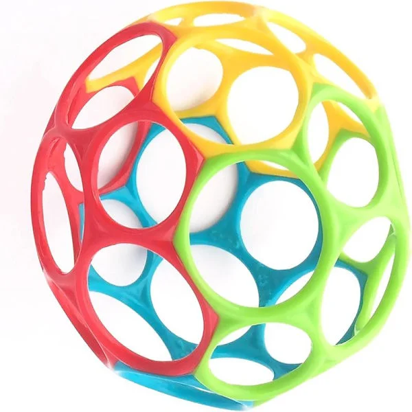 Bright Starts Oball Easy Grasp Classic Ball BPA-fri Babyleksak i Röd, Gul, Grön, Blå, Ålder Nyfödd och uppåt, 10 cm