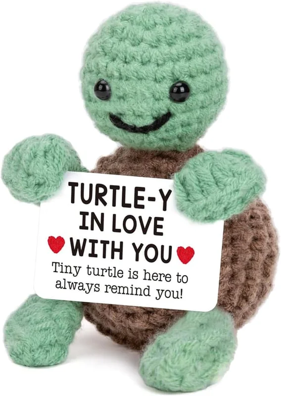 Sjove Skildpadde Valentinsdag Hæklede Gaver til Hende Ham, Jeg Elsker Dig Gaver til Kone Mand, Små Gaver til Kæreste Kæreste, Sødt Jubilæum