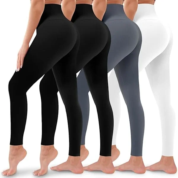 4-pack Women's Leggings with Butt Lift, High Waist, Tummy Control, Opaque Yoga Pants, Workout Pants, Running Tights [GKS] M M