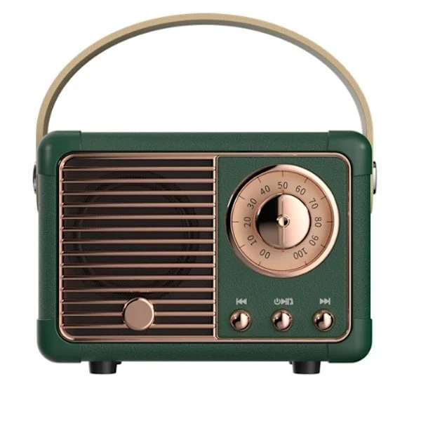 Retro Bluetooth-högtalare, Vintage FM-radio, Hög volym, Bluetooth 5.0 Trådlöst TF-kort, Svart