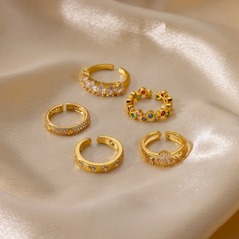 AliExpress - Zirkoon Geometrische Hart Ringen Voor Vrouwen Roestvrij Staal Goud Kleur Trouwring Luxe Esthetische Sieraden Paar Gift 2025