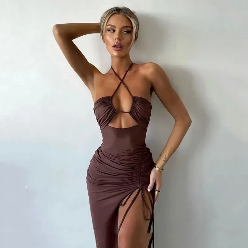 AliExpress - Ärmellose Sexy Weibliche Midi Backless Kleider Schlank Nacht Club Party frauen Kleid Bodycon Vestidos Elegantes Para Mujer