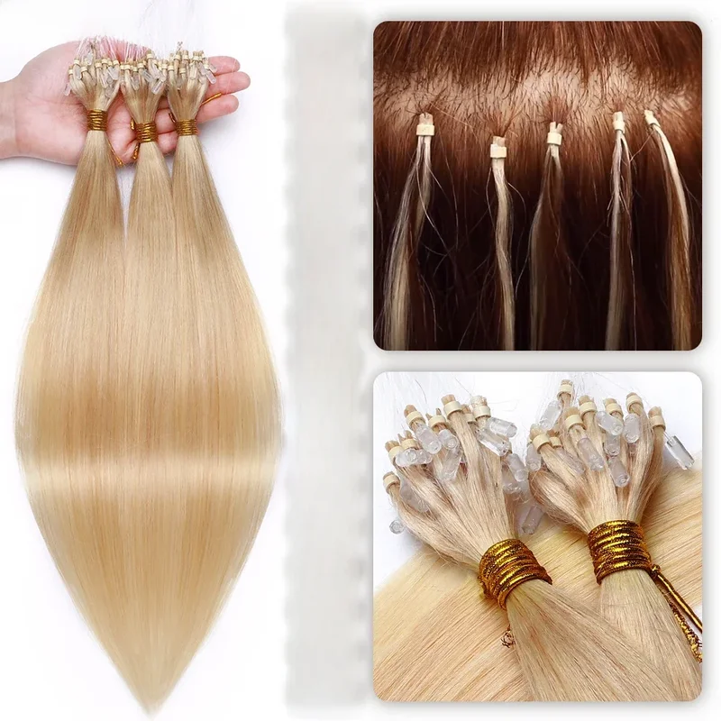 AliExpress - S-noilite 1 g/Strang Micro Loop Haarverlängerung Echthaar Micro Link Micro Ring 50 Stück Keratin Kapsel Braun Glatt Naturhaar