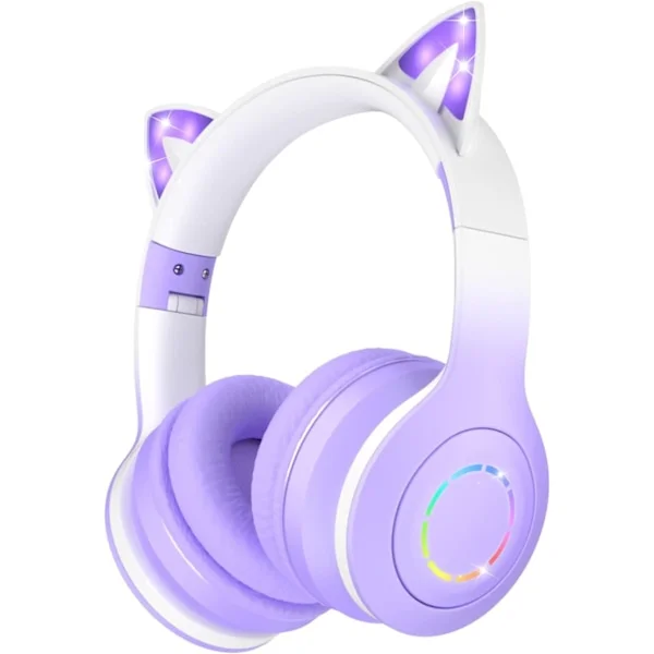 (Lila) Barn Bluetooth-hörlurar med 85/95dB volymkontroll för smartphone, iPad, surfplatta, Kindle, skolstereoheadset för barn