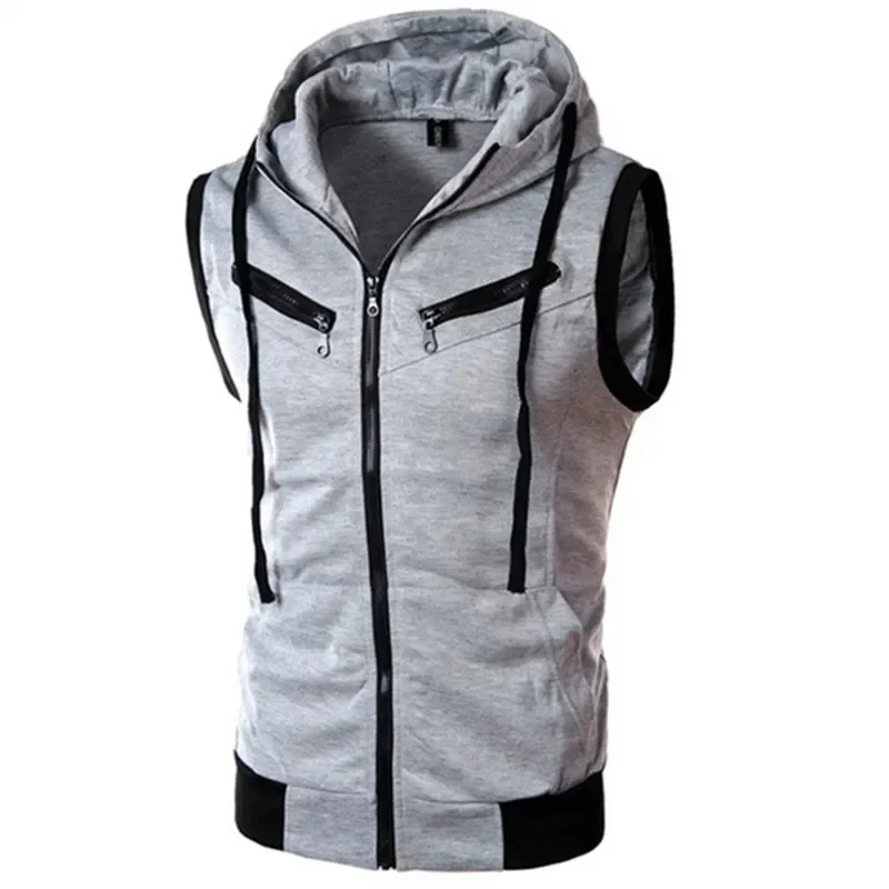 AliExpress - Neue männer Mit Kapuze Ärmellose Westen Einfarbig Slim Fit Casual Strickjacke Outwear Männlichen Vintage Weste Streetwear Weste Hoodies
